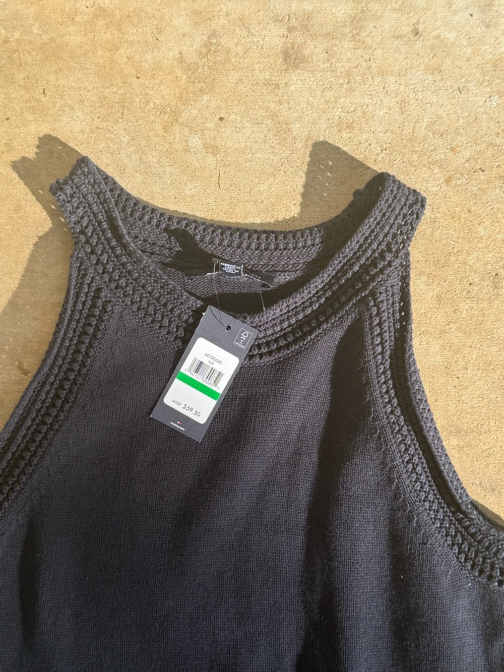 NWT Tommy Hilfiger Navy Knit Tank with Crochet Neckline
